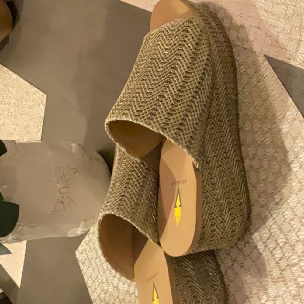 Volatile Tan Mules Woven Slip-Ons